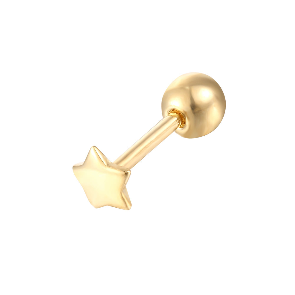 9ct Solid Gold Tiny Star Barbell Stud Earring