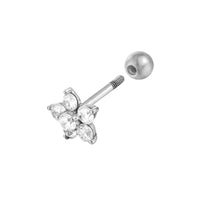 CZ Flower Barbell Stud Earring - seolgold