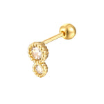 9ct Solid Gold Double Bezel CZ Barbell Stud Earring