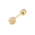 9ct Solid Gold Pave Sphere Barbell Stud Earring
