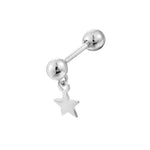 Sterling Silver Tiny Star Charm Barbell Stud