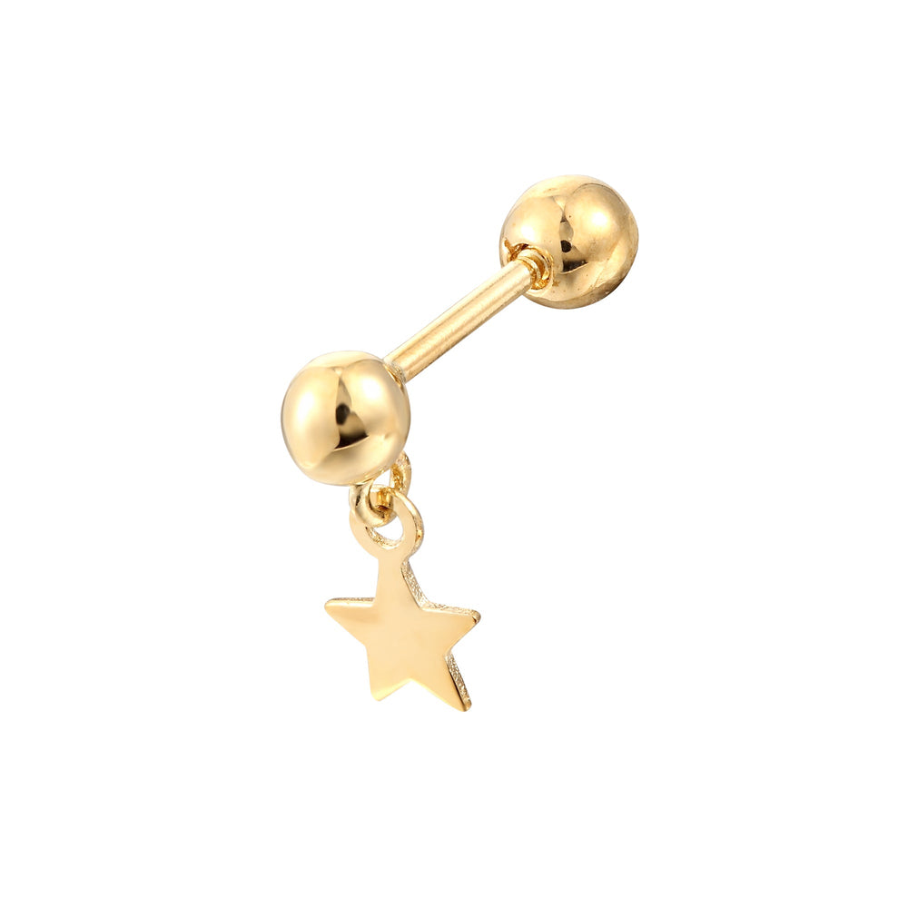 18ct Gold Vermeil Tiny Star Charm Barbell Stud
