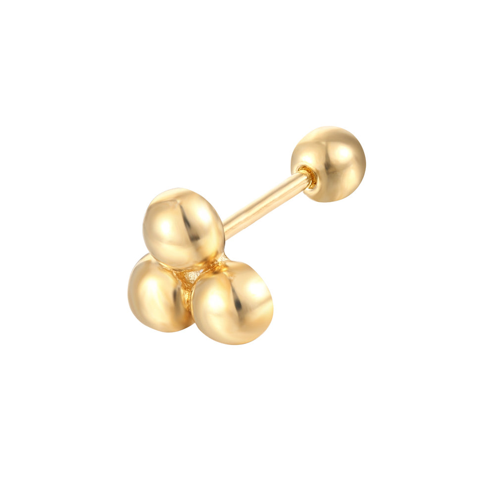 18ct Gold Vermeil Triple Dot Barbell Stud Earring