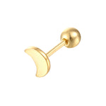 18ct Gold Vermeil Tiny Moon Barbell Stud Earring
