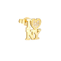 Gold 'I Love NY' earring on a white background - seolgold