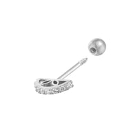 9ct Solid White Gold Curved CZ Barbell Stud - SEOLGOLD