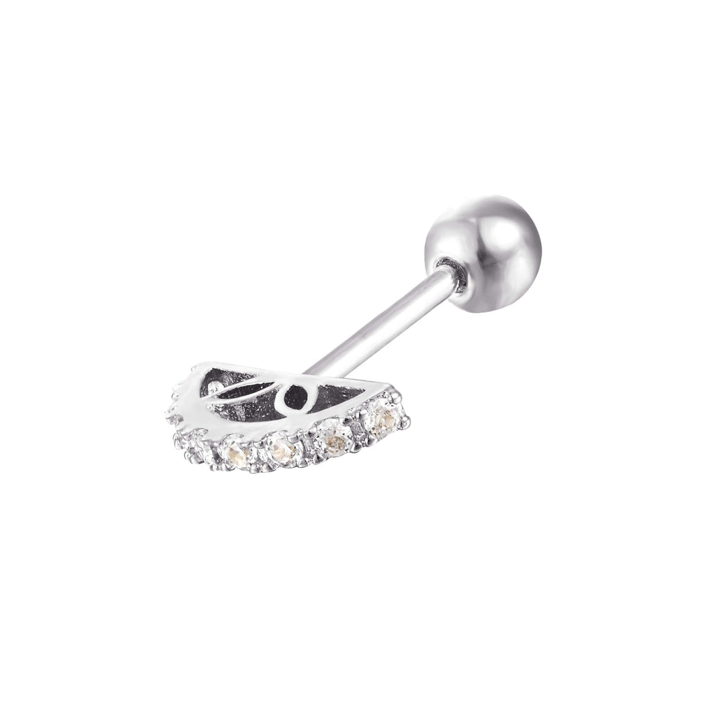 9ct Solid White Gold Curved CZ Barbell Stud