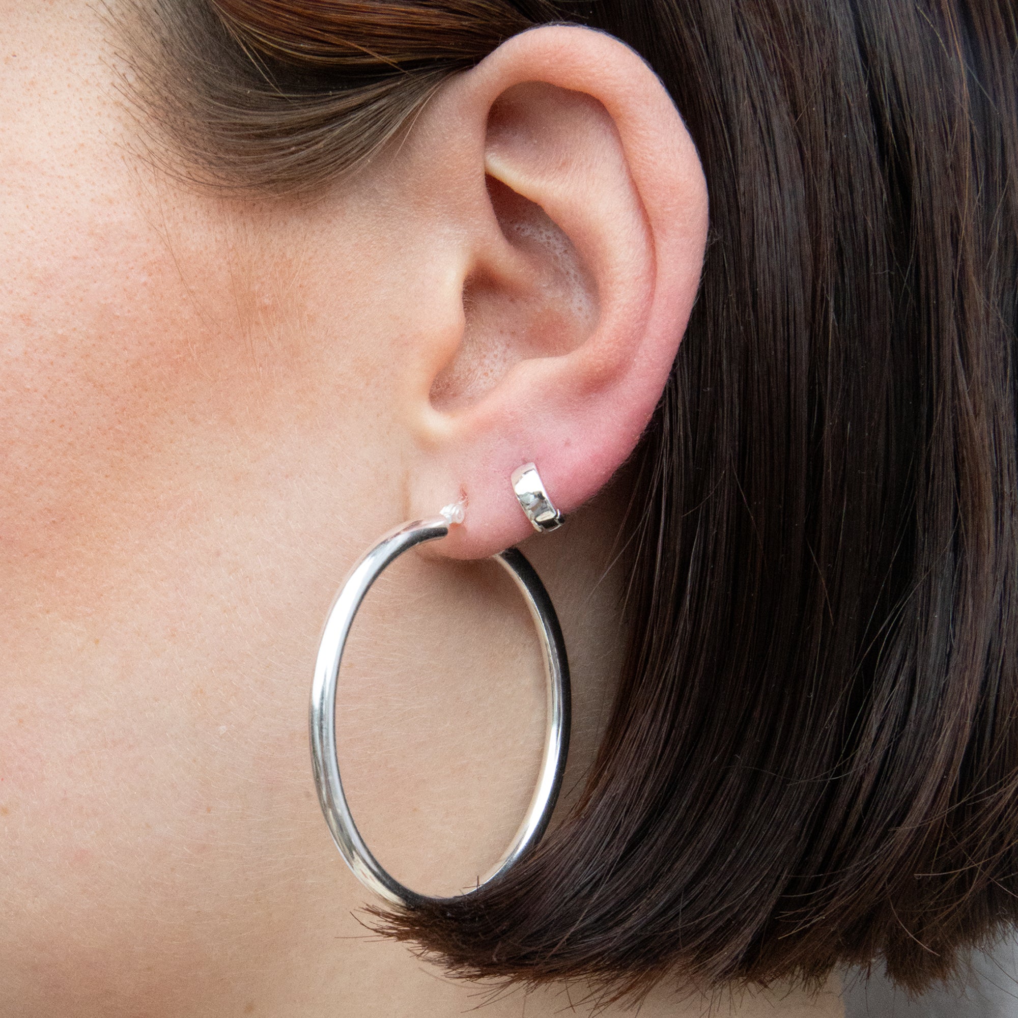 Sterling Silver Tiny Wide Huggies