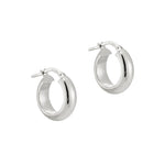 9ct Solid White Gold Thick Curved Creole Hoops