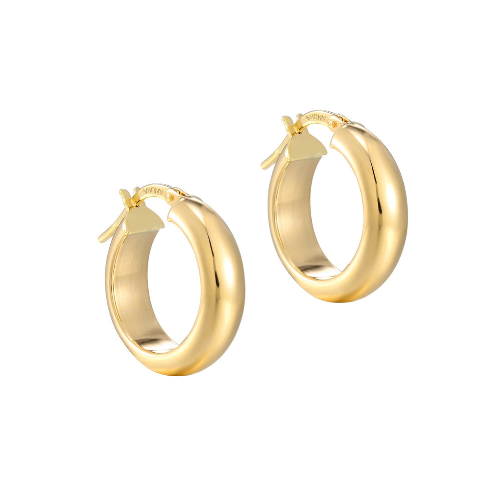 9ct Solid Gold Thick Curved Creole Hoops