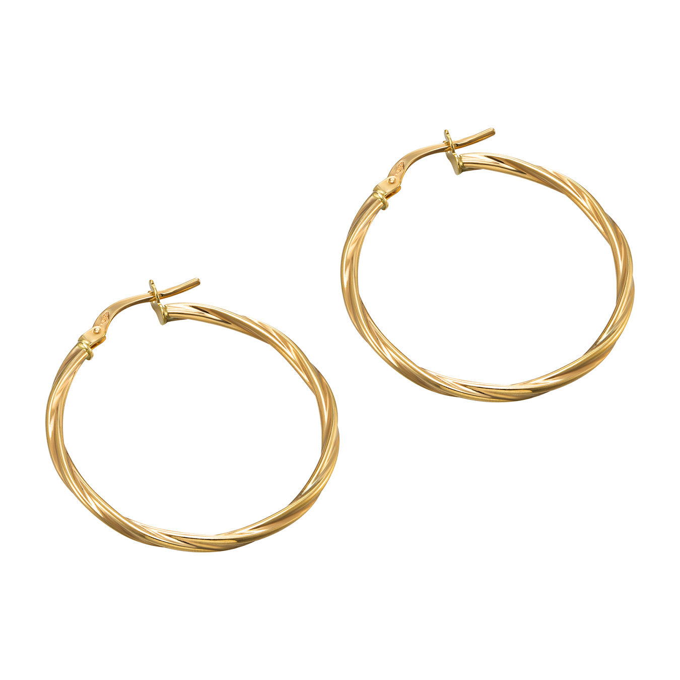 9ct Solid Gold Large Twisted Creole Hoops - seolgold