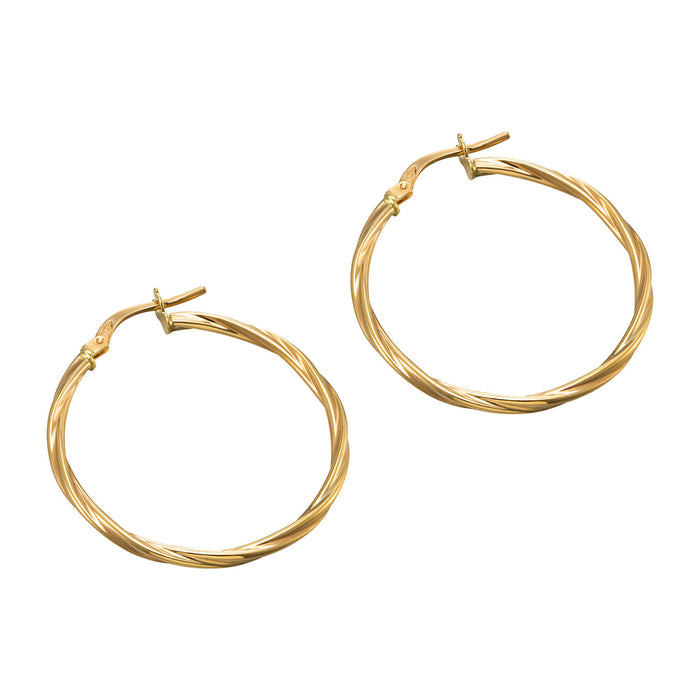 9ct Solid Gold Large Twisted Creole Hoops - seolgold