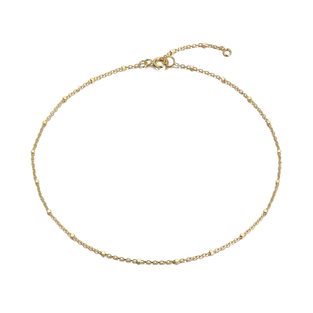 9ct Solid Gold Saturno Bead Chain Anklet