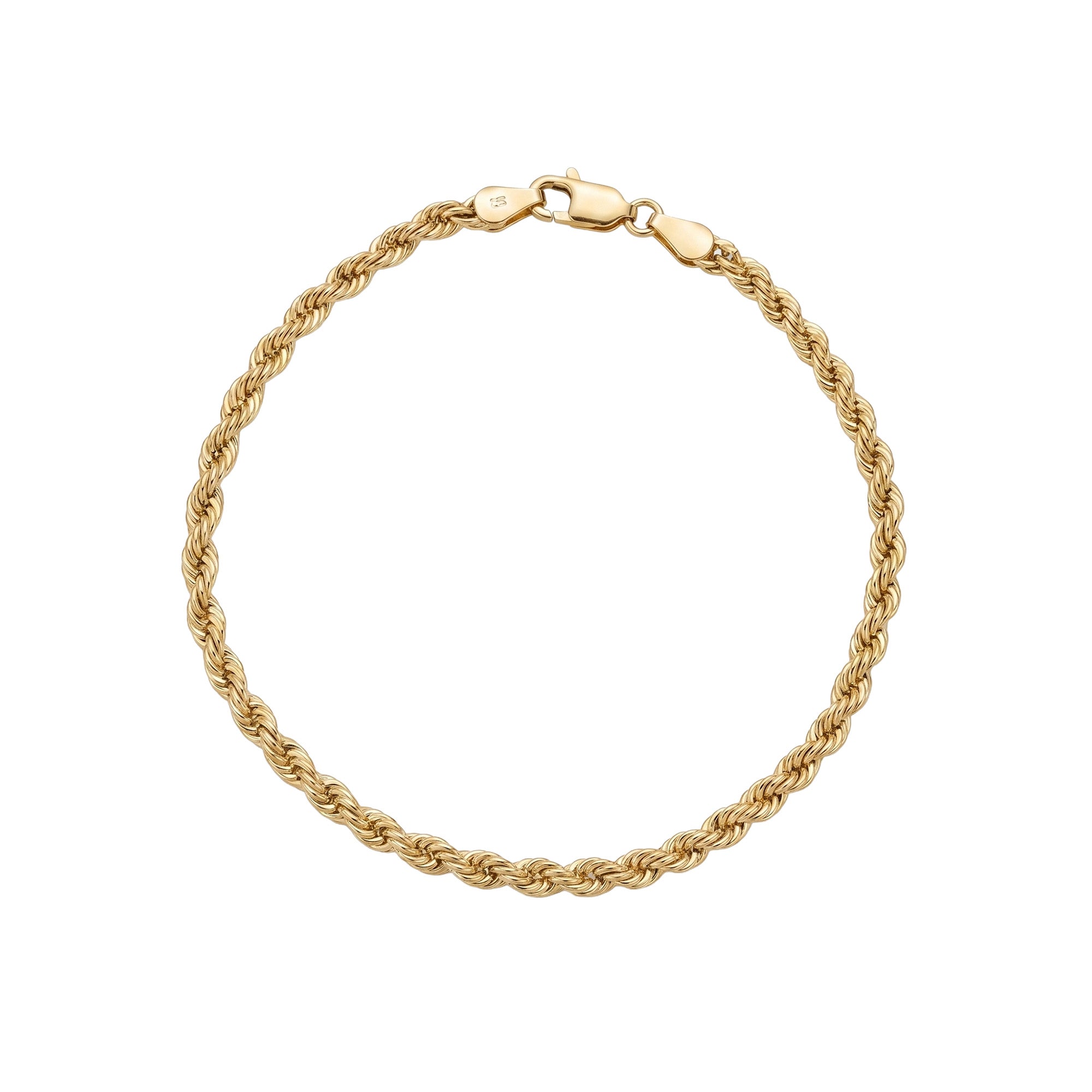 9ct Solid Gold Twisted Rope Chain Bracelet