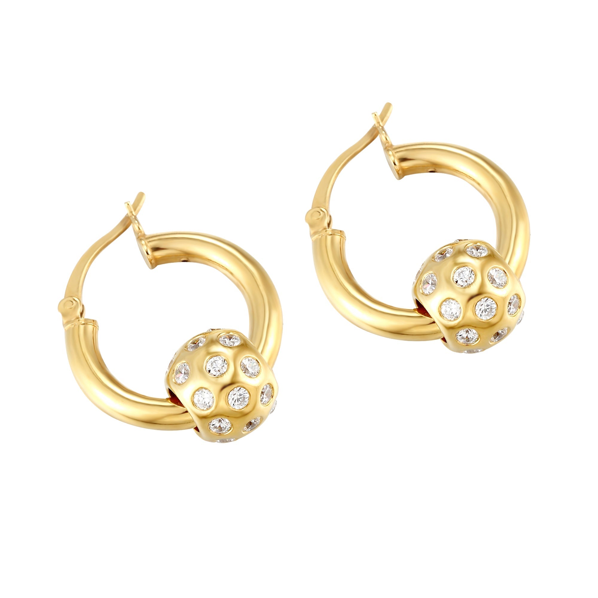 18ct Gold Vermeil CZ Slider Hoops - Seol Gold