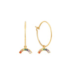 18ct Gold Vermeil Rainbow CZ Charm Hoop Earrings