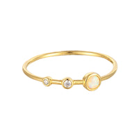 Opal CZ Triple Bezel Ring - seol-gold
