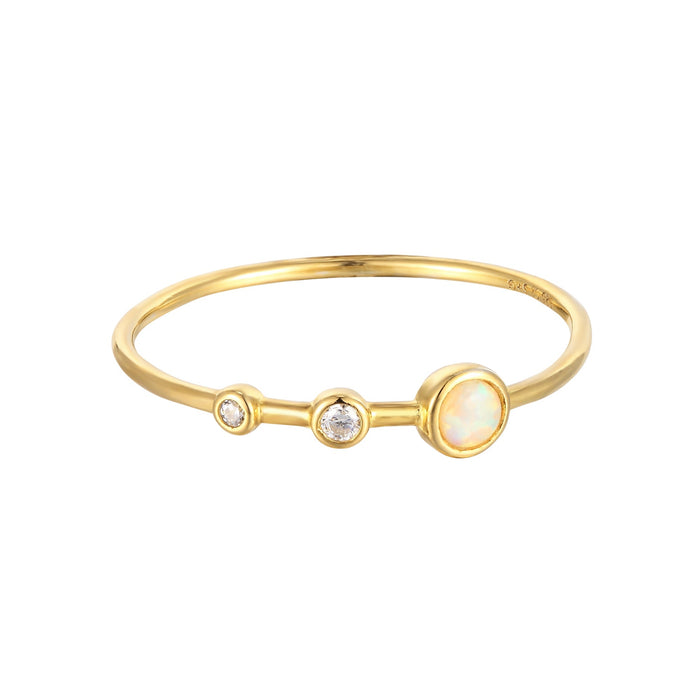 Opal CZ Triple Bezel Ring - seol-gold