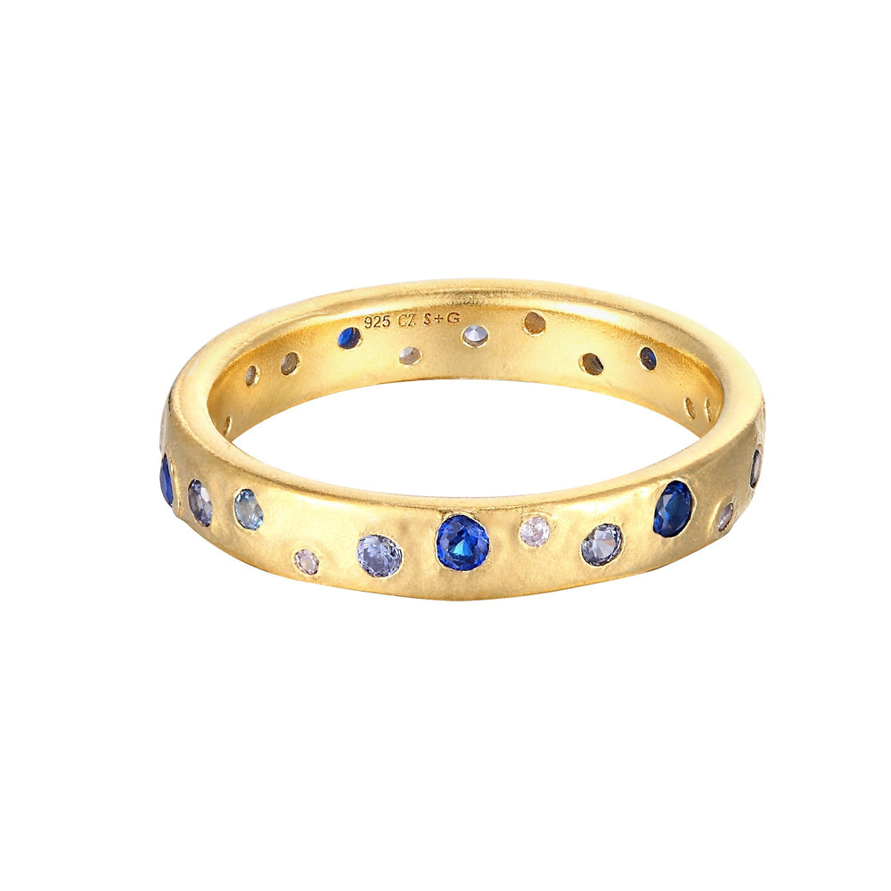 18ct Gold Vermeil CZ Blue Eternity Ring