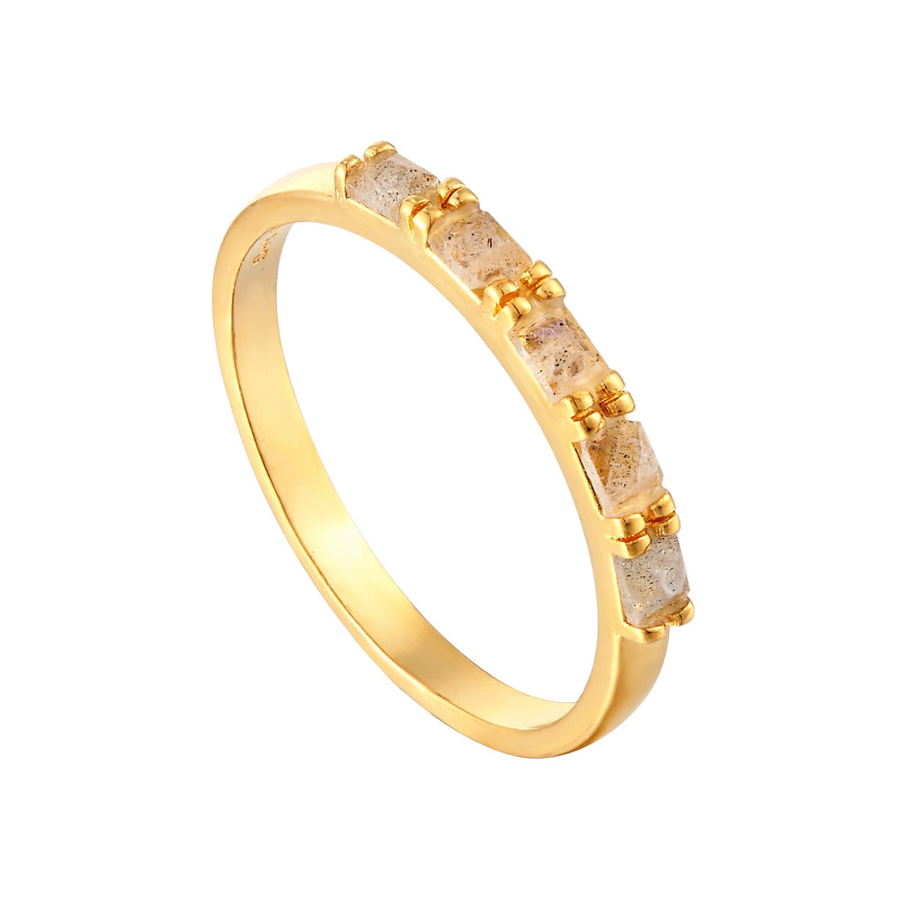 18ct Gold Vermeil Baguette Labradorite Ring