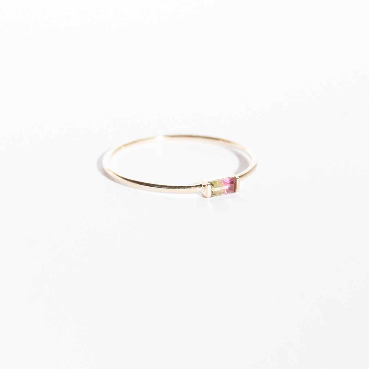 9ct Solid Gold Watermelon Tourmaline Baguette Ring