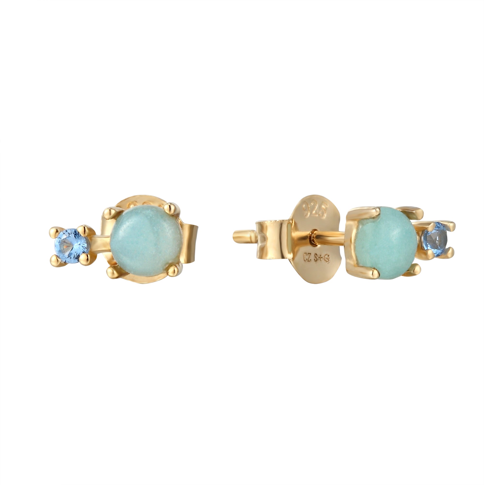 CZ and Moonstone Studs - seol-gold