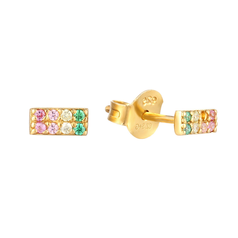 18ct Gold Vermeil Rainbow Ombre CZ Stud Earrings