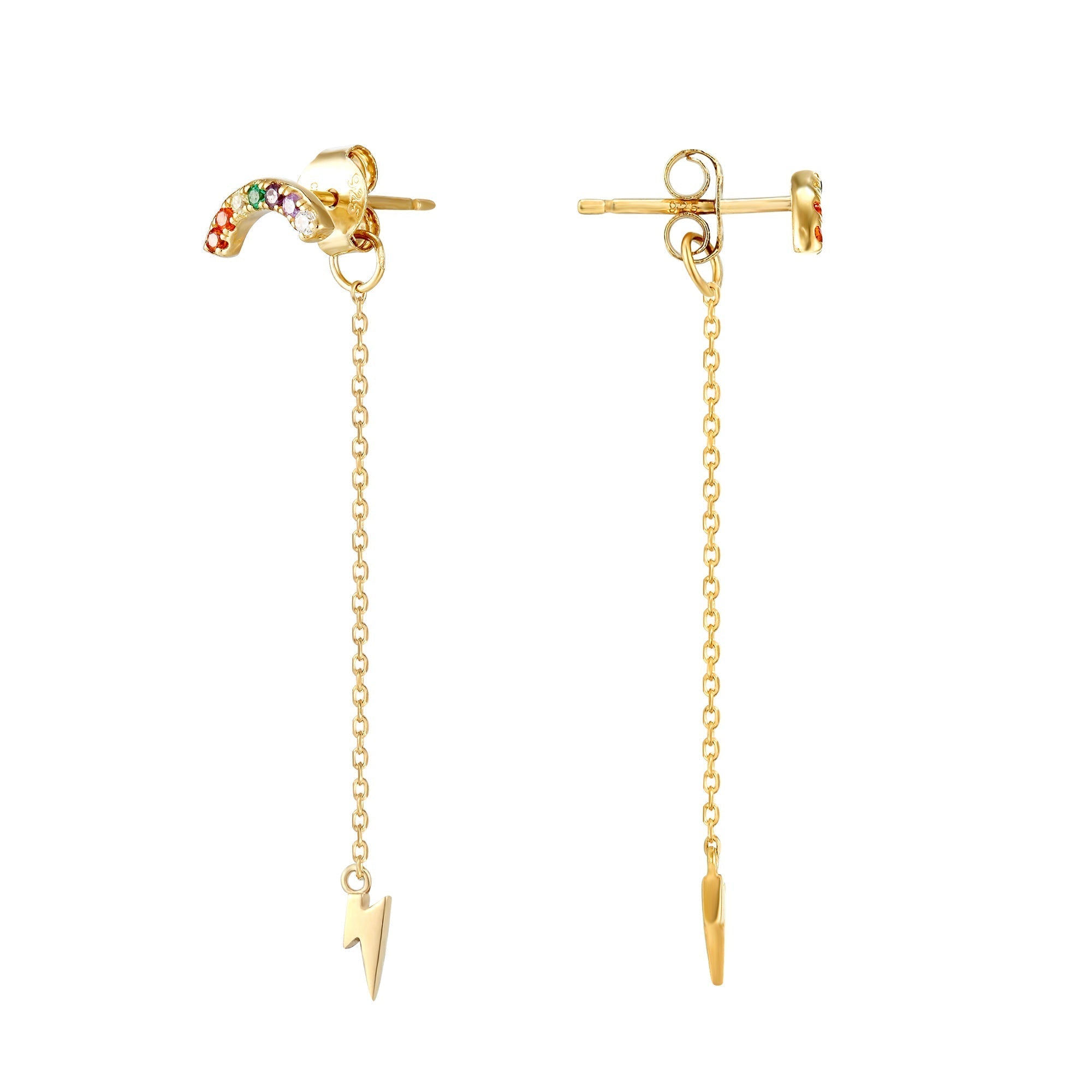 Rainbow CZ Stud Earrings - seol-gold