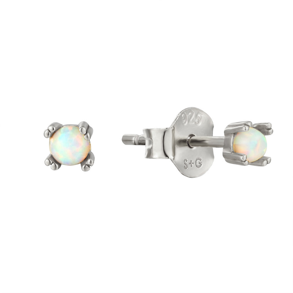 Sterling Silver Opal Stud Earrings