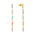 18ct Gold Vermeil Rainbow CZ Drop Stud Earrings