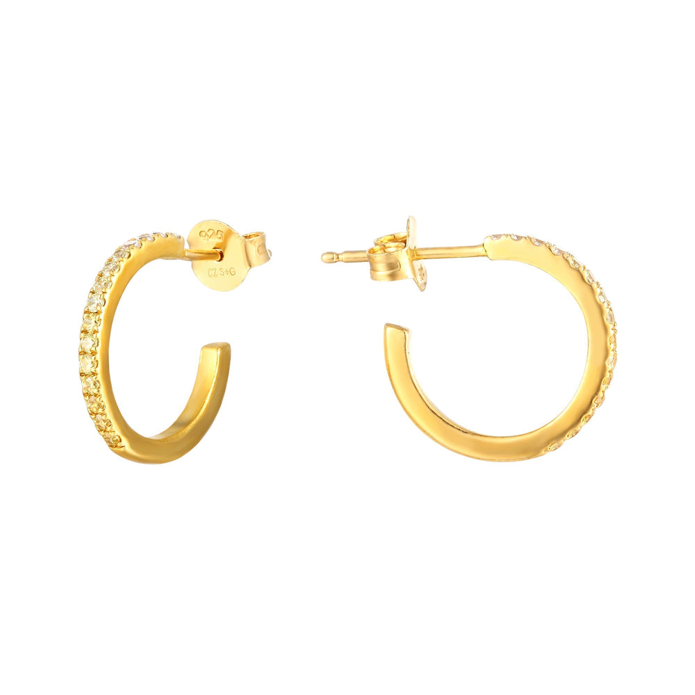 emerald CZ hoop earrings - seol-gold