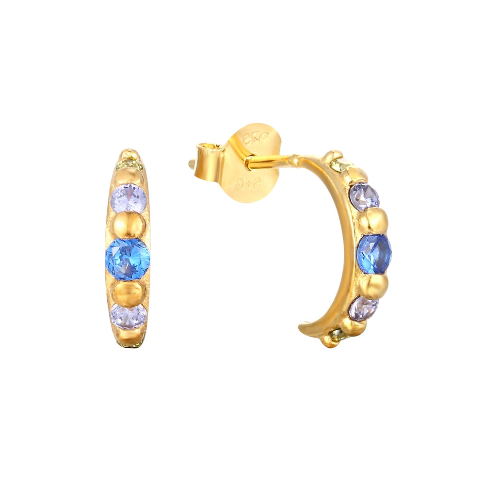 18ct Gold Vermeil Ombre Blue CZ Earrings