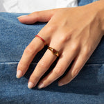 Red Enamel Star Band Ring - seol-gold