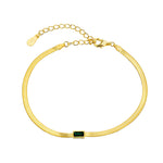18ct Gold Vermeil Emerald CZ Snake Chain Bracelet