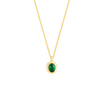 Emerald CZ Oval Stone Necklace (Mens)