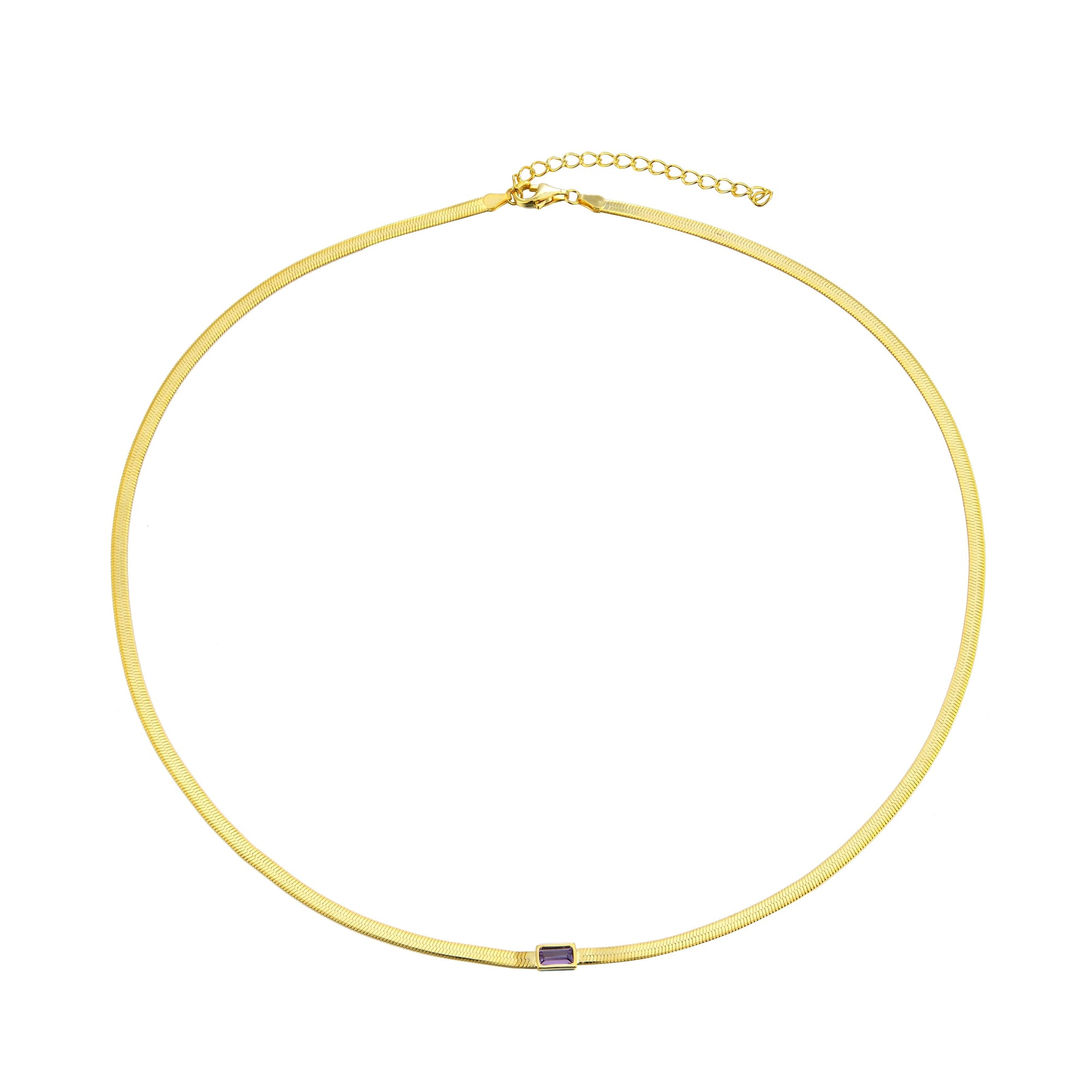 Gold - Amethyst cz necklace - seolgold