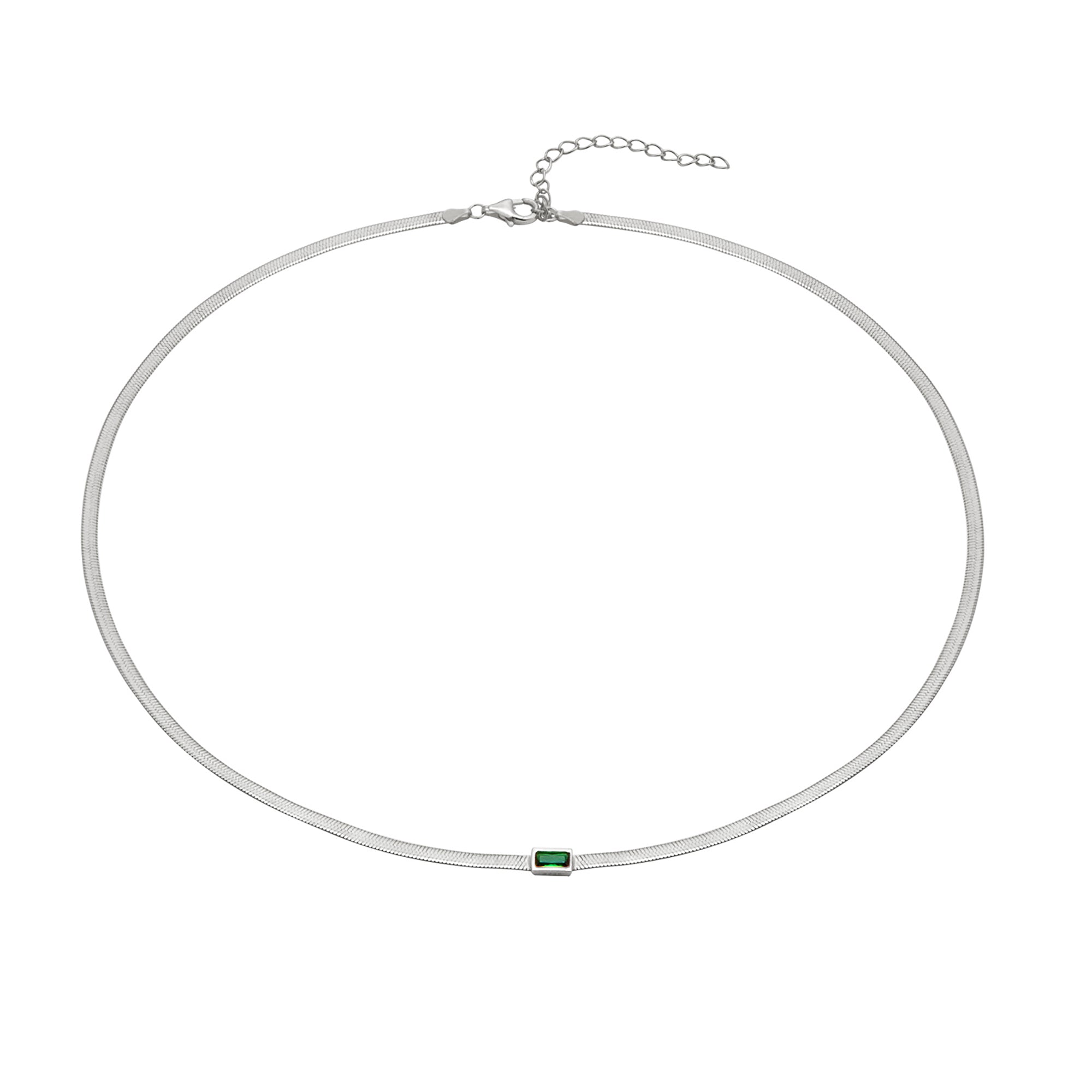 Seol gold - emerald cz snake chain necklace