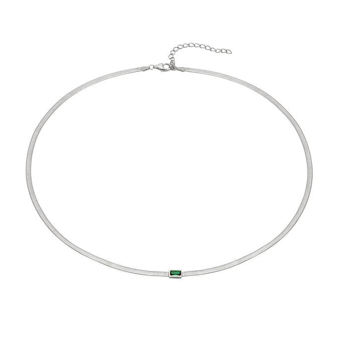 Seol gold - emerald cz snake chain necklace
