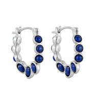 silver  Lazurite Hoop Earrings - seolgold
