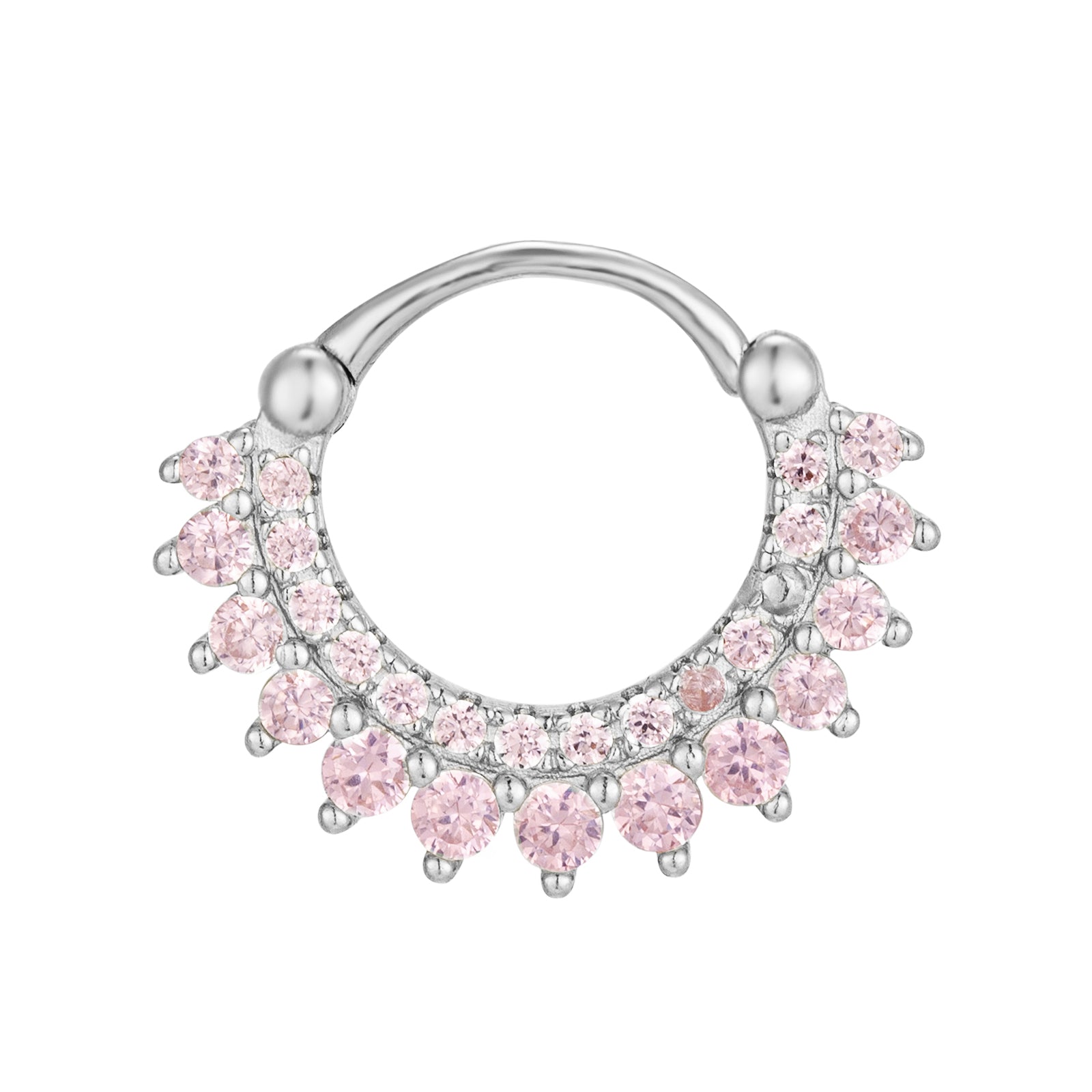 Sterling Silver Pink CZ Clicker Earring - seolgold