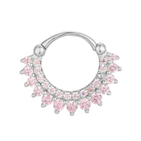 Sterling Silver Pink CZ Clicker Earring - seolgold