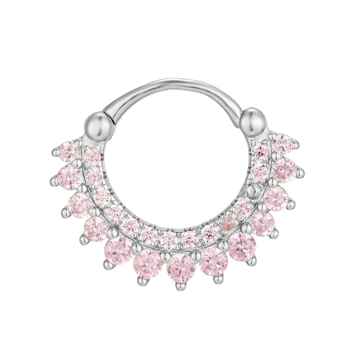 Sterling Silver Pink CZ Clicker Earring - seolgold