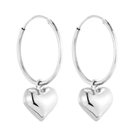 Sterling Silver Puffy Heart Hoops - Seol Gold
