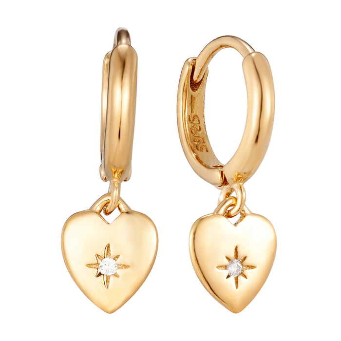 Seol Gold - Gold Vermeil CZ Heart Hoops