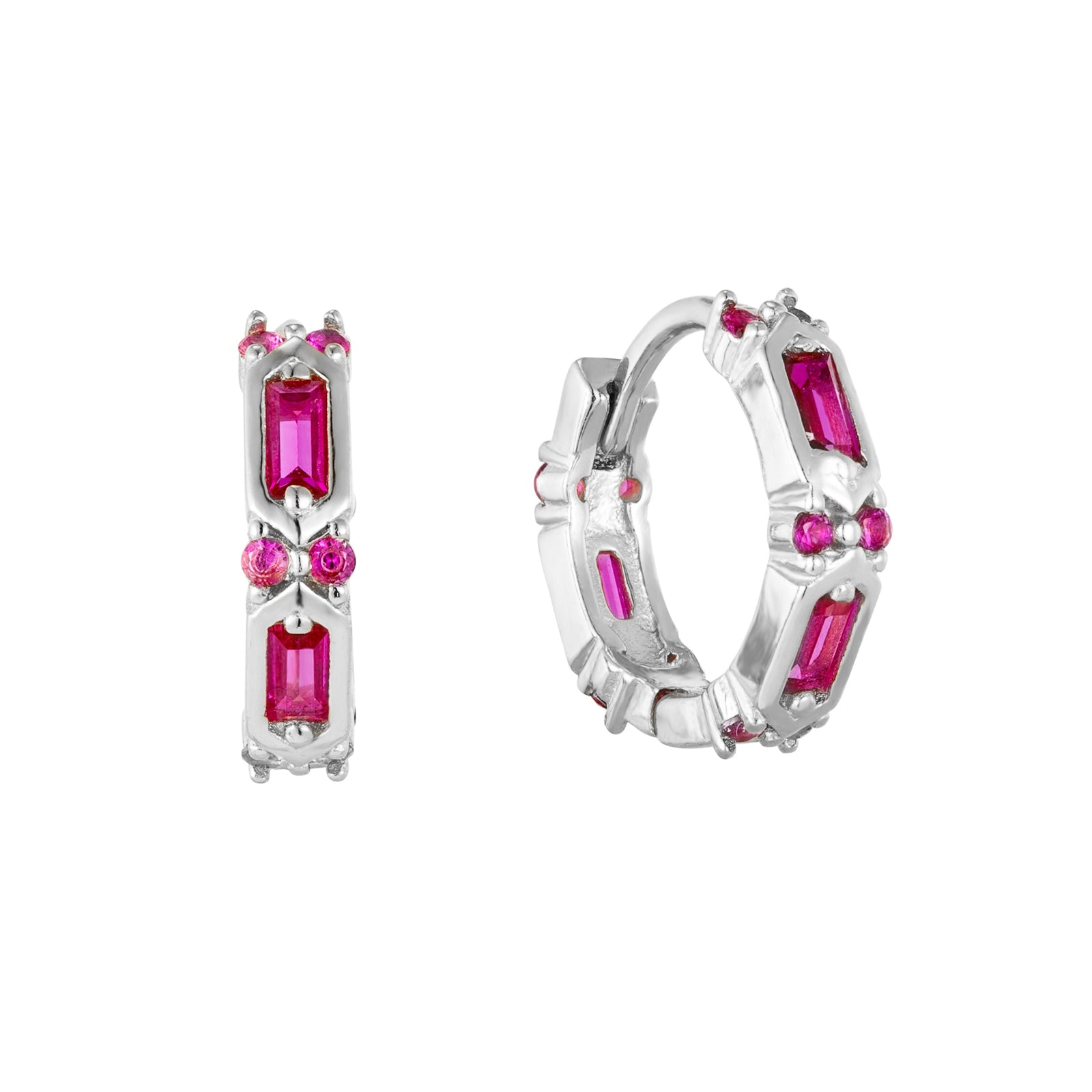 Ruby hoop - silver hoop - seolgold