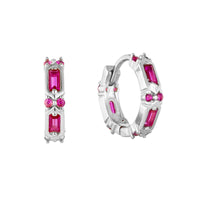 Ruby hoop - silver hoop - seolgold