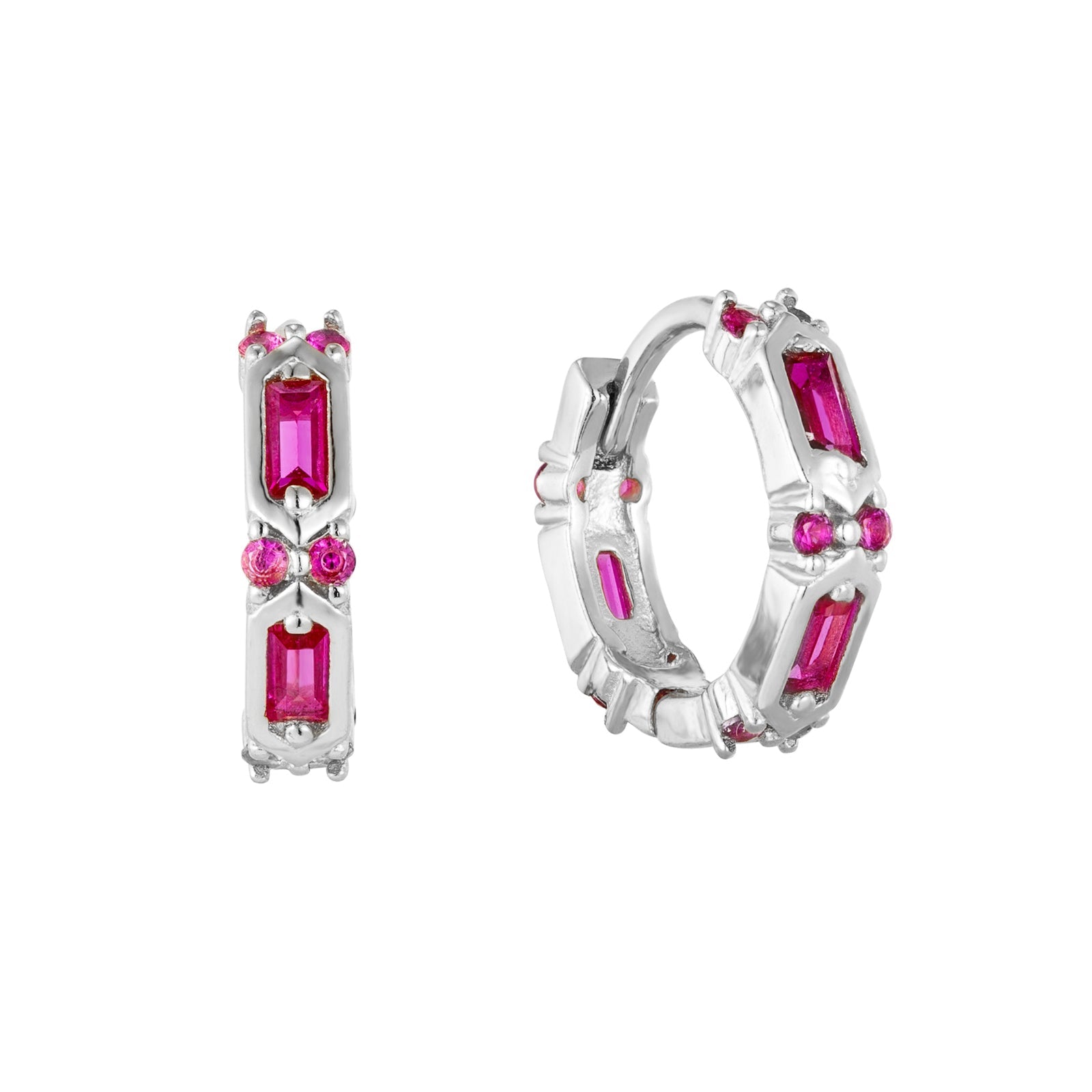 Ruby hoop - silver hoop - seolgold