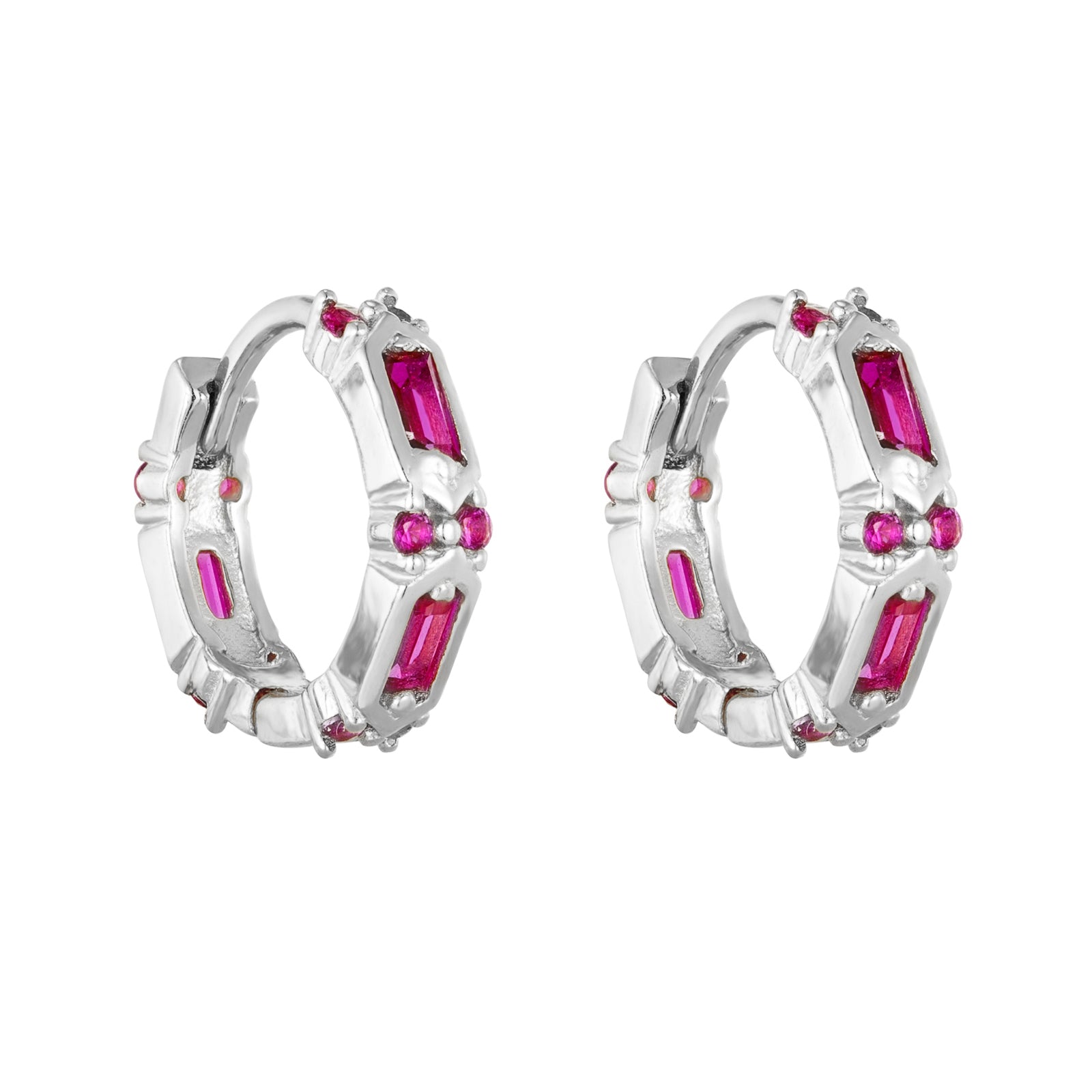 Ruby hoop - silver hoop - seolgold