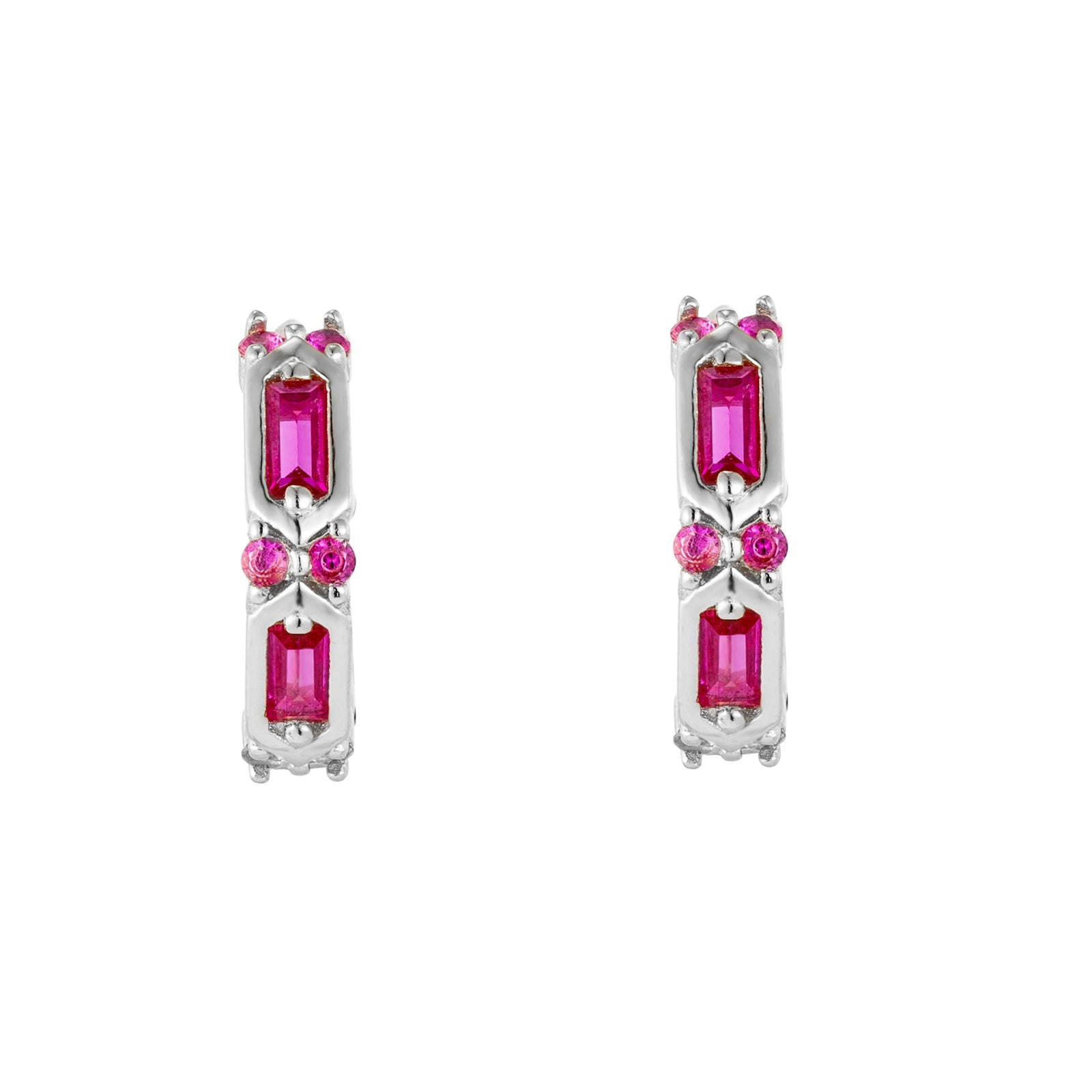 Ruby hoop - cz hoop - huggie - silver hoop - seolgold