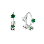 Sterling Silver Emerald CZ Claw Hoops